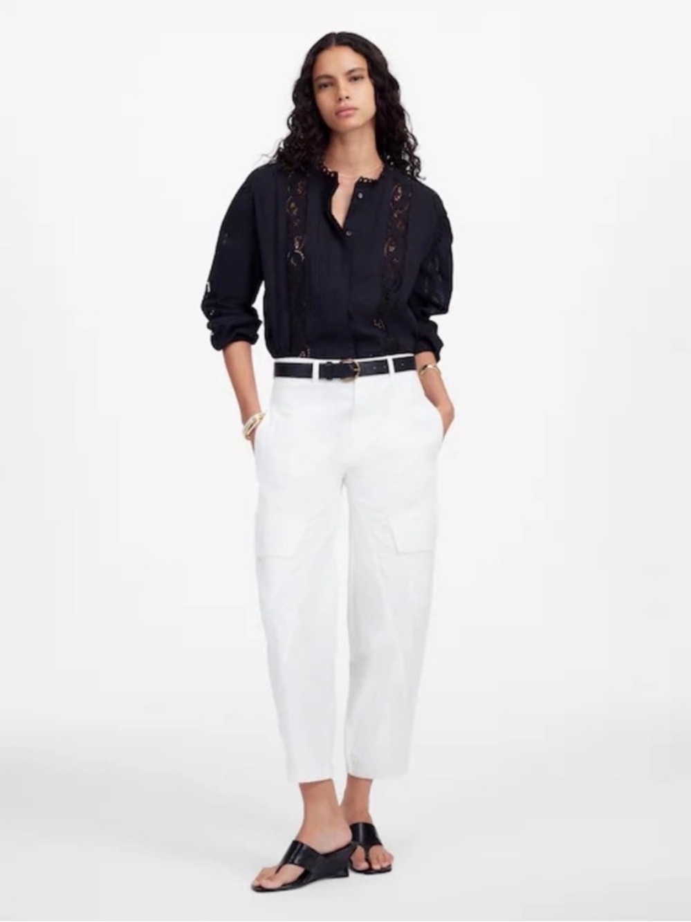 Women’s Madewell Barrel-Leg Utility Pant in Garment-Dyed Twill white Size 4 NWT